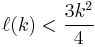  \ell(k) < \frac{3k^2}{4}