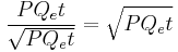 \frac{P Q_e t}{\sqrt{P Q_e t}} = \sqrt{P Q_e t}