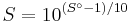 S = 10^{\left( {S^\circ - 1} \right)/10}