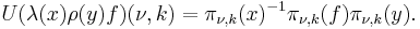  U(\lambda(x)\rho(y)f)(\nu,k) = \pi_{\nu,k}(x)^{-1} \pi_{\nu,k}(f)\pi_{\nu,k}(y).