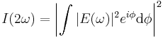 
I(2\omega)=\left|\int{|E(\omega)|^2e^{i\phi}\mathrm{d}\phi}\right|^2
