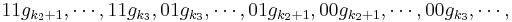 11g_{k_2%2B1}, \cdots, 11g_{k_3}, 01g_{k_3}, \cdots, 01g_{k_2%2B1}, 00g_{k_2%2B1}, \cdots, 00g_{k_3}, \cdots,