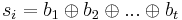 s_i = b_1 \oplus b_2 \oplus ... \oplus b_t