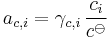 a_{c,i} = \gamma_{c,i}\, \frac{c_i}{c^{\ominus}}