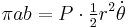 \pi ab=P\cdot \tfrac 12r^2 \dot\theta