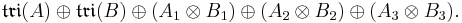  \mathfrak{tri}(A)\oplus\mathfrak{tri}(B)\oplus (A_1\otimes B_1)\oplus (A_2\otimes B_2)\oplus (A_3\otimes B_3). 