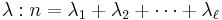 \lambda�: n = \lambda_1 %2B \lambda_2 %2B \dotsb %2B \lambda_\ell