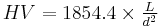 HV=1854.4\times\tfrac{L}{d^2}