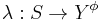 \lambda:S \rightarrow  Y^\phi