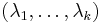 (\lambda_1,\ldots,\lambda_k)