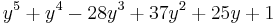 y^5%2By^4-28y^3%2B37y^2%2B25y%2B1