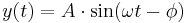 y(t) = A \cdot \sin(\omega t - \phi)