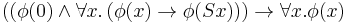 ((\phi(0) \land \forall x.\,(\phi(x) \to \phi(Sx))) \to \forall x.\phi(x)