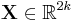 \mathbf{X} \in \mathbb{R}^{2k}