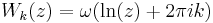 W_k(z) = \omega(\ln(z) %2B 2 \pi i k)