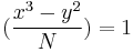 (\frac{x^3-y^2}{N}) = 1