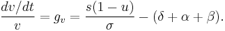 \frac {dv/dt}{v} = g_v=\frac {s(1-u)}{\sigma} -(\delta %2B\alpha %2B \beta).