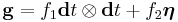 \mathbf{g}=f_1\mathbf{d}t \otimes \mathbf{d} t %2Bf_2\boldsymbol{\eta}\,