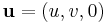 \mathbf{u} = (u,v,0)