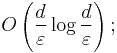 O\left(\frac{d}{\varepsilon} \log \frac{d}{\varepsilon}\right);