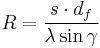 R = \frac{s \cdot d_f}{\lambda \sin \gamma}