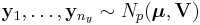 {\mathbf y}_1,\dots,{\mathbf y}_{n_y}\sim N_p(\boldsymbol{\mu},{\mathbf V})