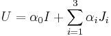 U=\alpha_0 I %2B \sum_{i=1}^3\alpha_i J_i