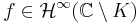 f\in\mathcal{H}^\infty(\mathbb C\setminus K)