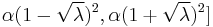 \alpha (1-\sqrt{\lambda})^2,\alpha (1%2B\sqrt{\lambda})^2]