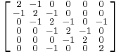 \left [\begin{smallmatrix}
2&-1&0&0&0&0\\
-1&2&-1&0&0&0\\
0&-1&2&-1&0&-1\\
0&0&-1&2&-1&0\\
0&0&0&-1&2&0\\
0&0&-1&0&0&2
\end{smallmatrix}\right ]