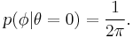  p(\phi|\theta=0) = \frac{1}{2\pi}.