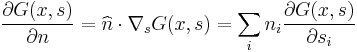 \frac{\partial G(x,s)}{\partial n} = \widehat{n} \cdot \nabla_s G (x,s) = \sum_i n_i \frac{\partial G(x,s)}{\partial s_i}