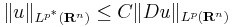 \|u\|_{L^{p^*}(\mathbf{R}^n)}\leq C \|Du\|_{L^{p}(\mathbf{R}^n)}