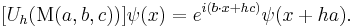  [U_h(\operatorname{M}(a,b,c))]\psi(x) = e^{i (b \cdot x %2B h c)} \psi(x%2Bh a). 