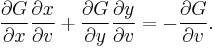 \frac{\partial G}{\partial x} \frac{\partial x}{\partial v} %2B\frac{\partial G}{\partial y} \frac{\partial y}{\partial v} = -\frac{\partial G}{\partial v}.