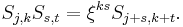 \; S_{j,k} S_{s,t} = \xi ^{ks} S_{j%2Bs, k%2Bt}.