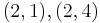 (2, 1), (2, 4)