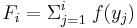 F_i = \Sigma_{j=1}^i \; f(y_j)\,