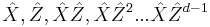  \hat{X}, \hat{Z}, \hat{X} \hat{Z}, \hat{X} \hat{Z}^2 ... \hat{X} \hat{Z}^{d-1} 