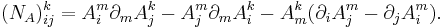  (N_A)_{ij}^k=A_i^m\partial_m A^k_j
-A_j^m\partial_mA^k_i-A^k_m(\partial_iA^m_j-\partial_jA^m_i).