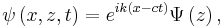 \psi\left(x,z,t\right)=e^{ik\left(x-ct\right)}\Psi\left(z\right),\,