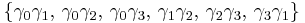 \{\gamma_0\gamma_1, \, \gamma_0\gamma_2,\, \gamma_0\gamma_3, \, \gamma_1\gamma_2, \, \gamma_2\gamma_3, \, \gamma_3\gamma_1\}