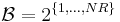 \mathcal{B} = 2^{\{1,...,NR\}} 