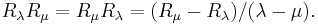 R_\lambda R_\mu = R_\mu R_\lambda = (R_\mu-R_\lambda)/(\lambda-\mu).