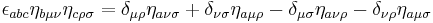 
\epsilon_{abc} \eta_{b\mu\nu} \eta_{c\rho\sigma}
= \delta_{\mu\rho} \eta_{a\nu\sigma}
%2B \delta_{\nu\sigma} \eta_{a\mu\rho}
- \delta_{\mu\sigma} \eta_{a\nu\rho}
- \delta_{\nu\rho} \eta_{a\mu\sigma}
