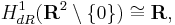 H^1_{dR}(\mathbf{R}^2\setminus\{0\}) \cong \mathbf{R},