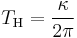 T_{\text{H}} = \frac{\kappa}{2\pi}