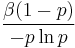 \frac{\beta (1-p)}{-p \ln p}