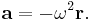  \mathbf {a}= {-\omega^2}  \mathbf {r}. 