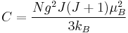 C = \frac{N g^2 J(J%2B1) \mu_B^2}{3k_B}